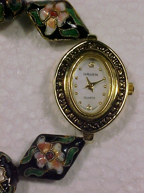 Pretty Gruen Watch with Cloisonne Beaded Band