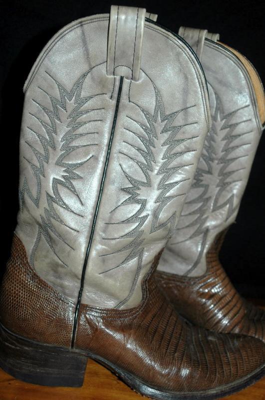 Exotic Nocona Lizard & Leather Cowboy Boots 7.5D ( mens)