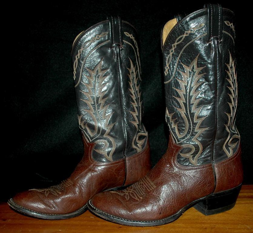 Tony Lama Brown on Brown 7 row stitched Cowboy Boots 9 D mens