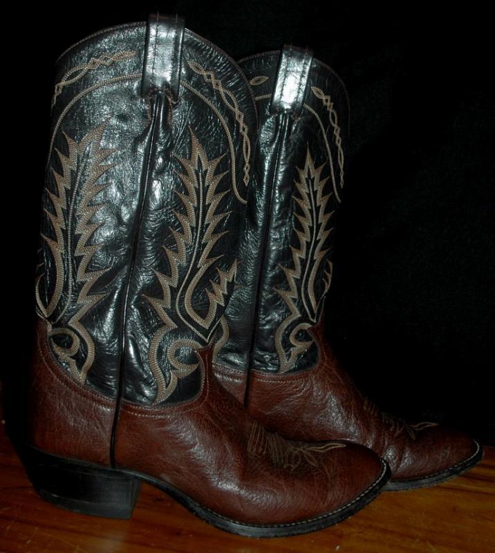 Tony Lama Brown on Brown 7 row stitched Cowboy Boots 9 D mens