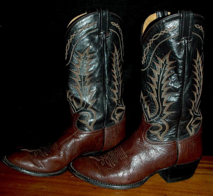 Tony Lama Brown on Brown 7 row stitched Cowboy Boots 9 D mens