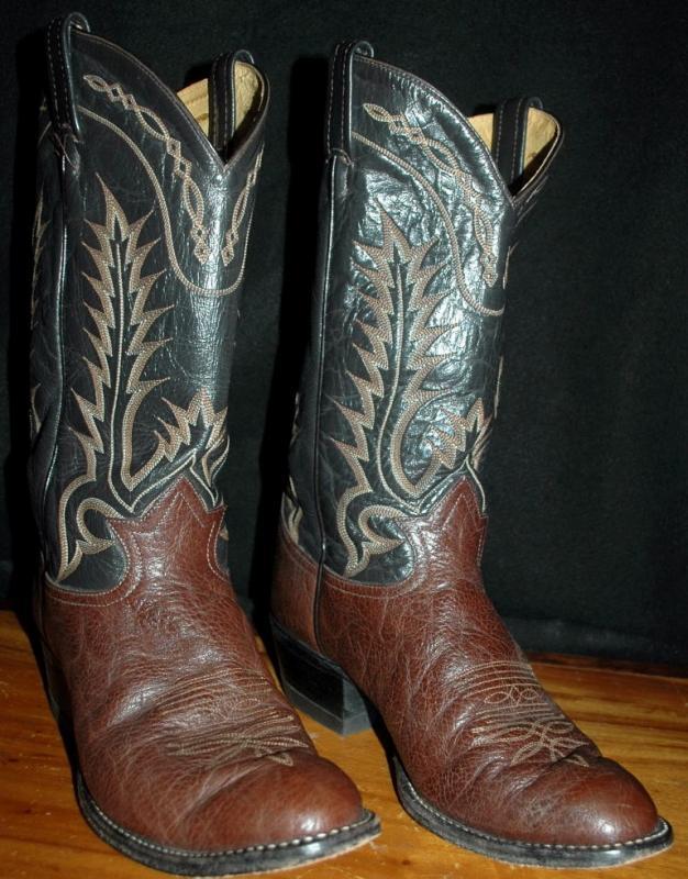 Tony Lama Brown on Brown 7 row stitched Cowboy Boots 9 D mens