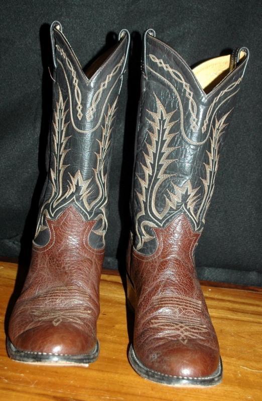 Tony Lama Brown on Brown 7 row stitched Cowboy Boots 9 D mens