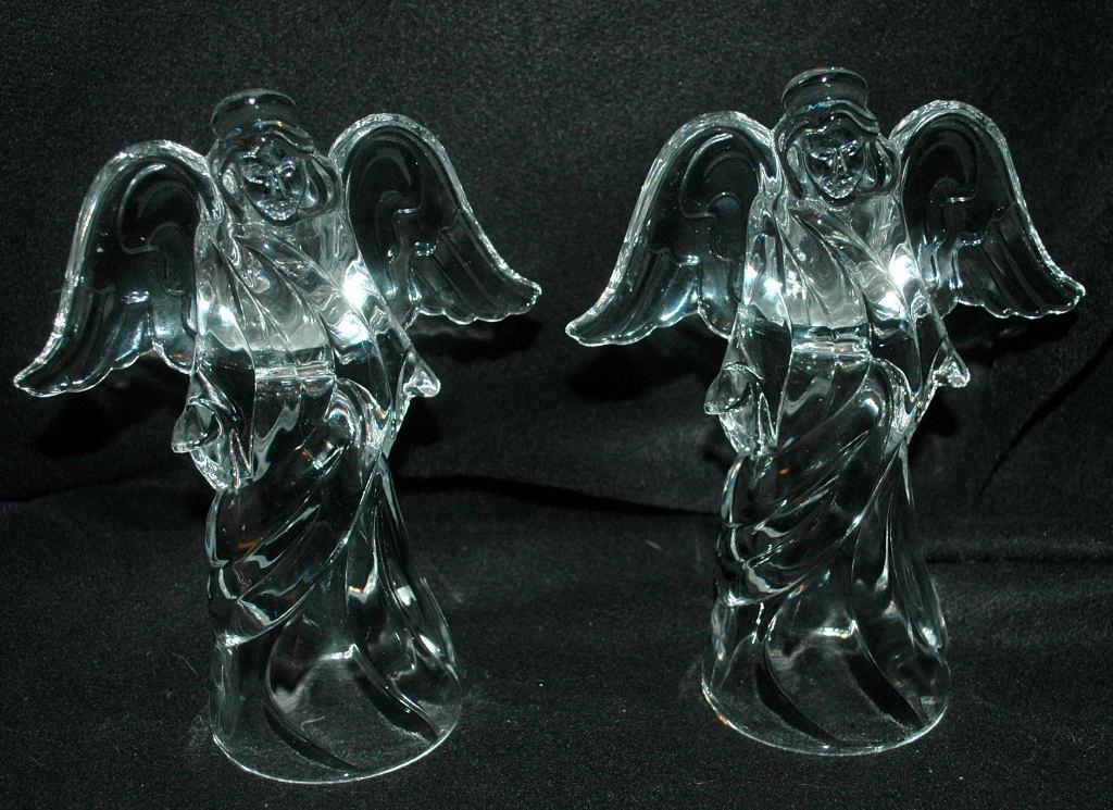 Pair of Crystal Angel Candle Holders Princess House Glass