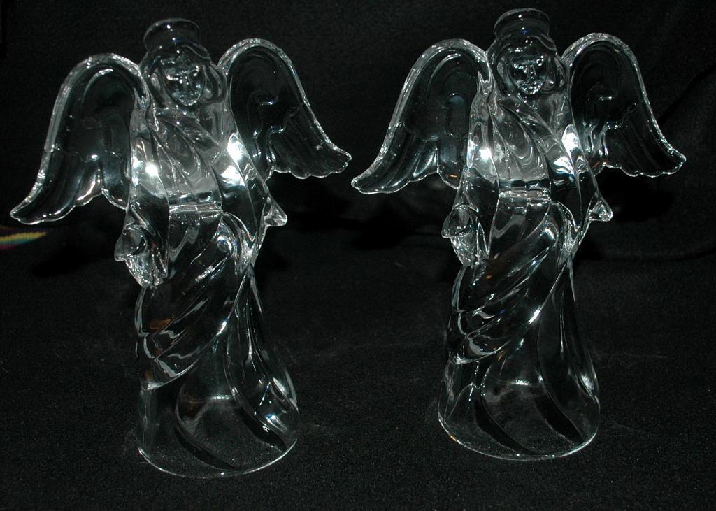 Pair of Crystal Angel Candle Holders Princess House Glass