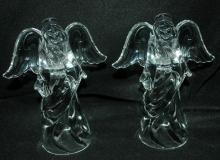 Pair of Crystal Angel Candle Holders Princess House Glass