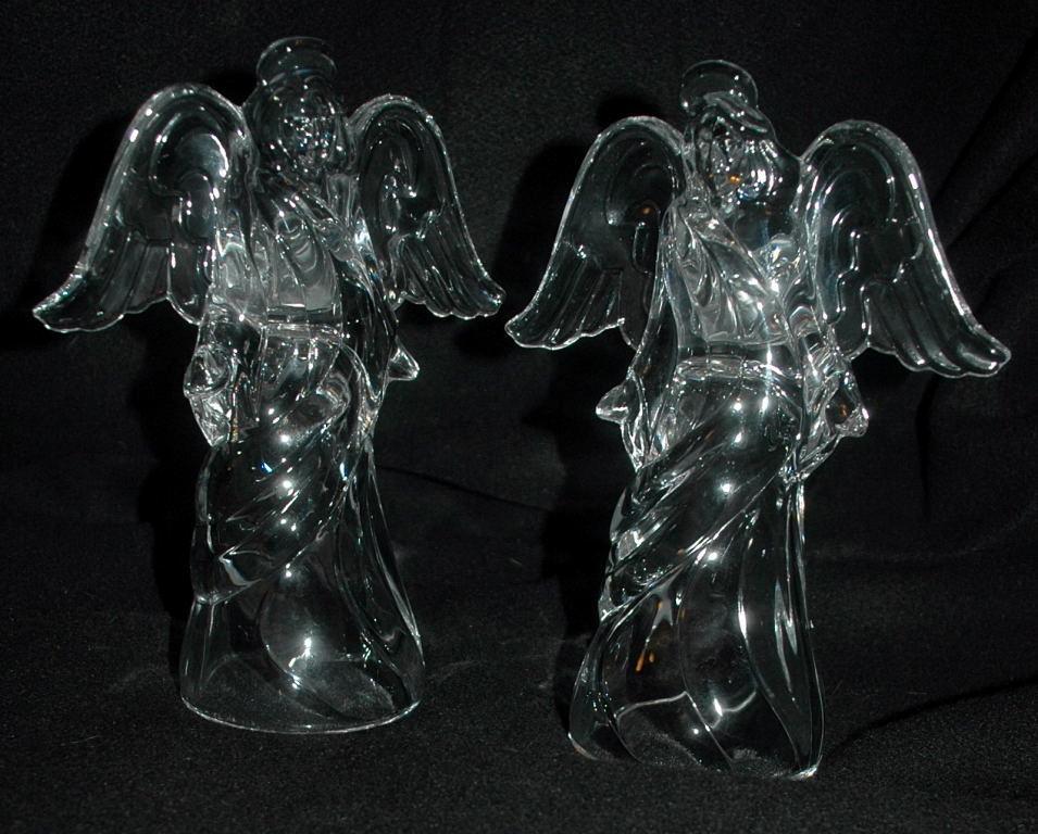 Pair of Crystal Angel Candle Holders Princess House Glass