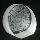 Mexican Aztec Calender Etched Glass Paperweight