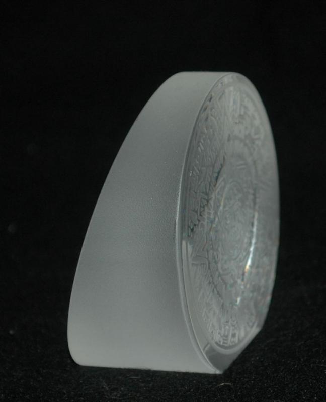 Mexican Aztec Calender Etched Glass Paperweight