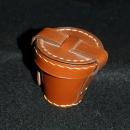 Leather Shot Glass Holder with 4 Stainless Steel Shot Glasses - Vintage!