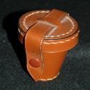 Leather Shot Glass Holder with 4 Stainless Steel Shot Glasses - Vintage!