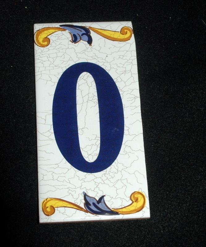 Mexican Ceramic Tile Address Number Zero 3
