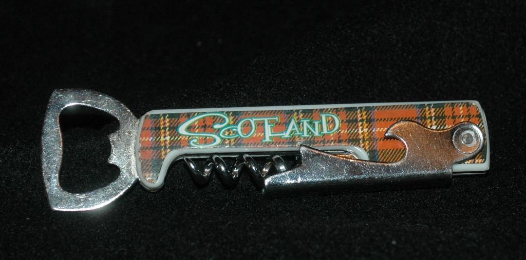 Scotland Scottish Tartan Design Corkscrew Bottle, Can Opener