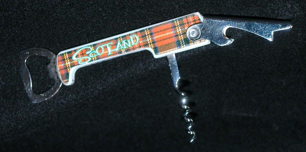 Scotland Scottish Tartan Design Corkscrew Bottle, Can Opener