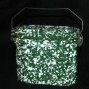French Green & White Graniteware Enamel Lunchbox Pail