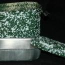 French Green & White Graniteware Enamel Lunchbox Pail