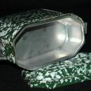 French Green & White Graniteware Enamel Lunchbox Pail