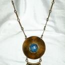 Lapis Lazuli , Tribal, Ethnic Hand Hammered Brass Necklace Vintage