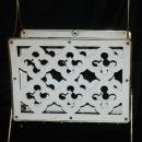 Wooden Bent Wood & Latticework & Brass Magazine Rack -vintage
