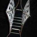 Wooden Bent Wood & Latticework & Brass Magazine Rack -vintage