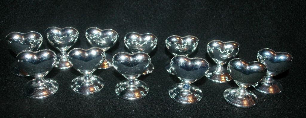 Silver Heart Place Card Holders x 12