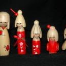 Kokeshi , Japanese Wood Doll Set Family - Vintage