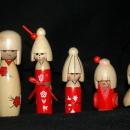 Kokeshi , Japanese Wood Doll Set Family - Vintage
