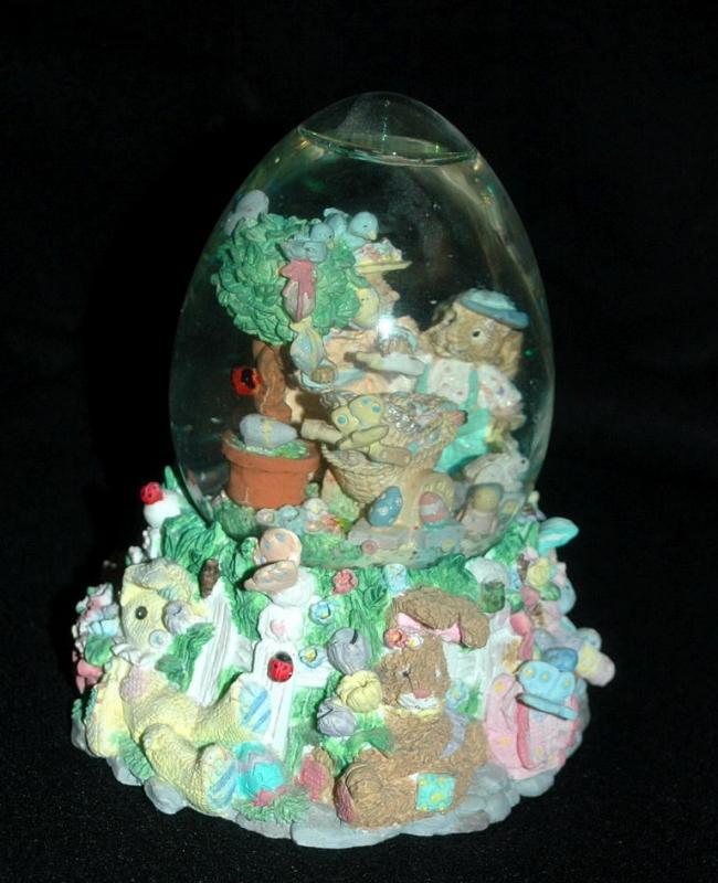 Large Easter Bunny SnowGlobe, with family and baby in bassinet