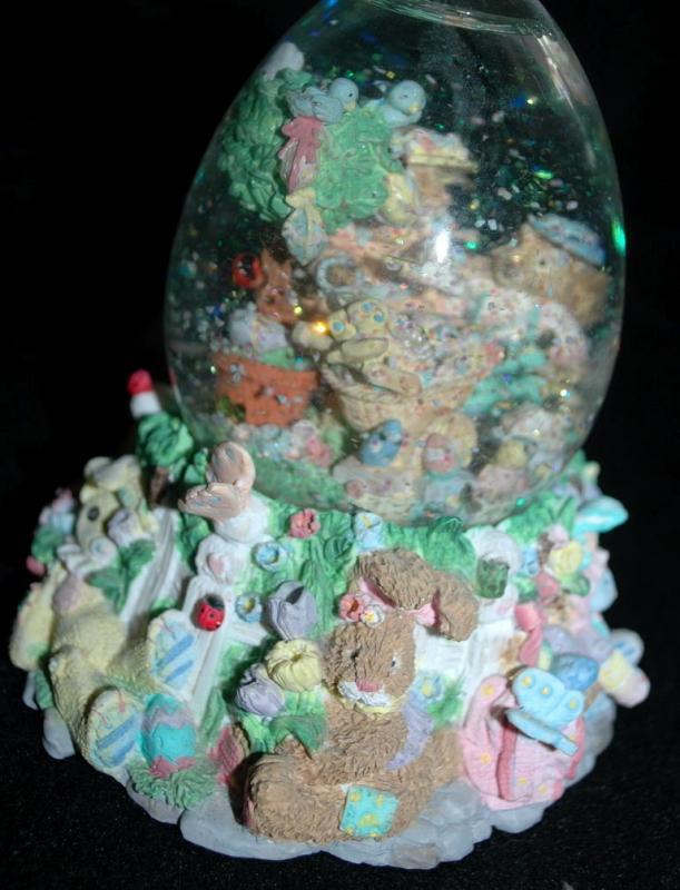 Large Easter Bunny SnowGlobe, with family and baby in bassinet