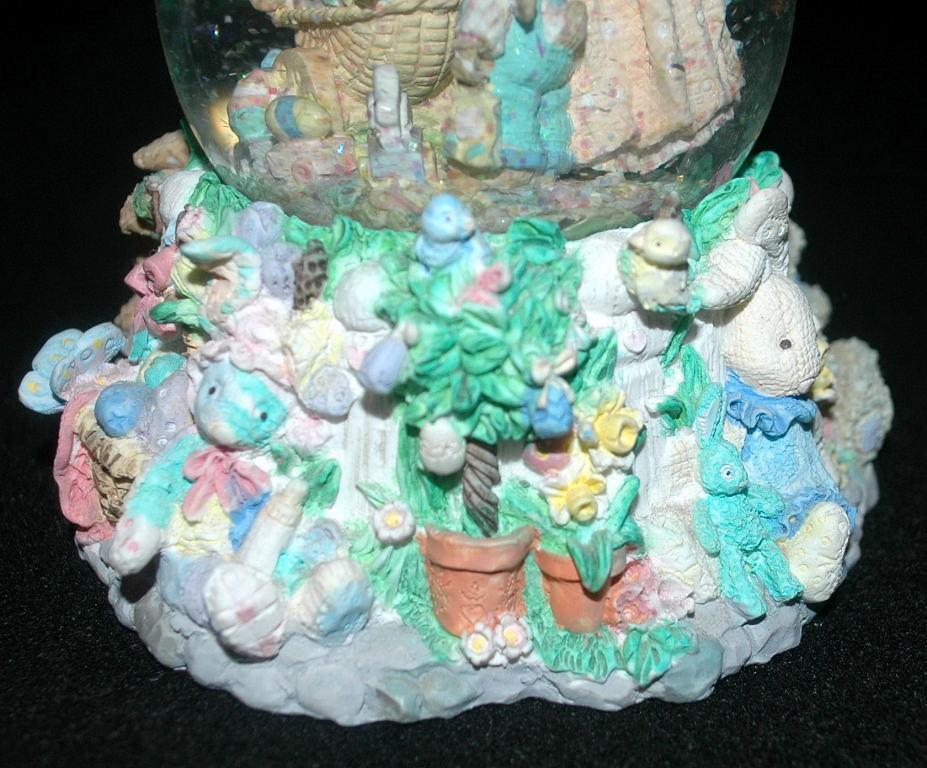 Large Easter Bunny SnowGlobe, with family and baby in bassinet