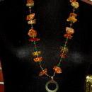 Amazon Basin Chunky Amber & Jadeite Stone Necklace, Hand Crafted Tribal Style