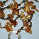 Amazon Basin Chunky Amber & Jadeite Stone Necklace, Hand Crafted Tribal Style