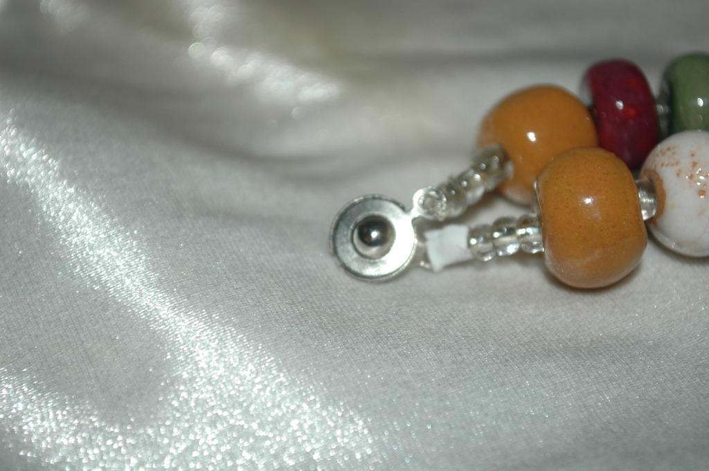 Hand made Enameled Porcelain Beaded Necklace Stamped Teng Yue
