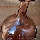 Blenko Orchid Glass Bottle Vase Bulbous Base Tall Neck and Ruffled Top Signed and Labeled