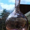 Blenko Orchid Glass Bottle Vase Bulbous Base Tall Neck and Ruffled Top Signed and Labeled