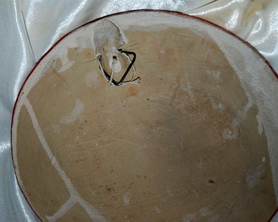 Vintage Mexican Tonala Folk Art Pottery Plate Burnished