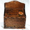 Hand Painted Wooden Wall Mount Salt Box Vintage Signed