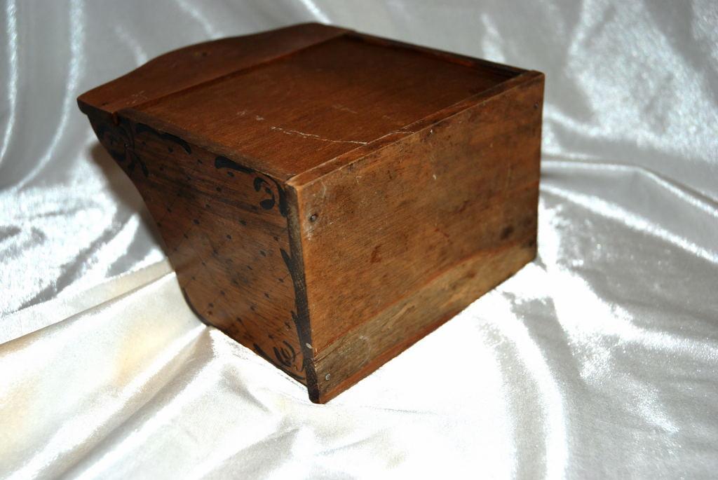 Hand Painted Wooden Wall Mount Salt Box Vintage Signed