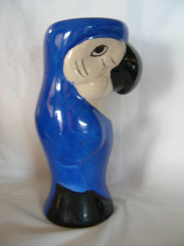 Blue Parrot Ceramic Cocktail Glass or Vase