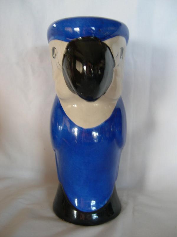 Blue Parrot Ceramic Cocktail Glass or Vase