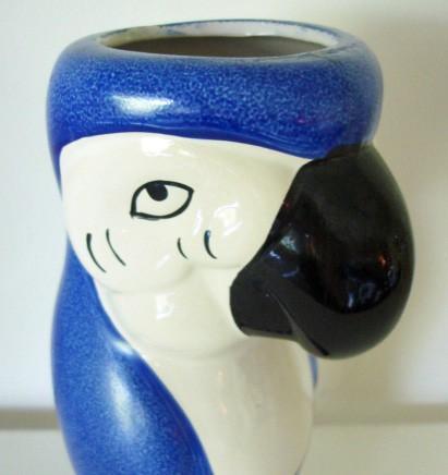 Blue Parrot Ceramic Cocktail Glass or Vase