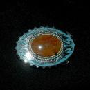 Mexican Vaquilla Agate & Silver Belt Buckle with Blue Enameling