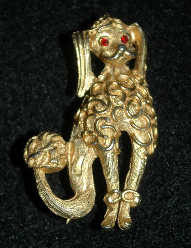 Gold Poodle Pin, Brooch with