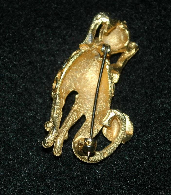 Gold Poodle Pin, Brooch with