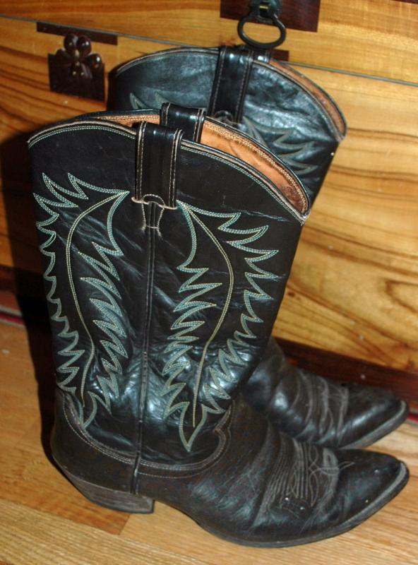 Justin Brown Dark Brown stitched Cowboy Boots 10D mens
