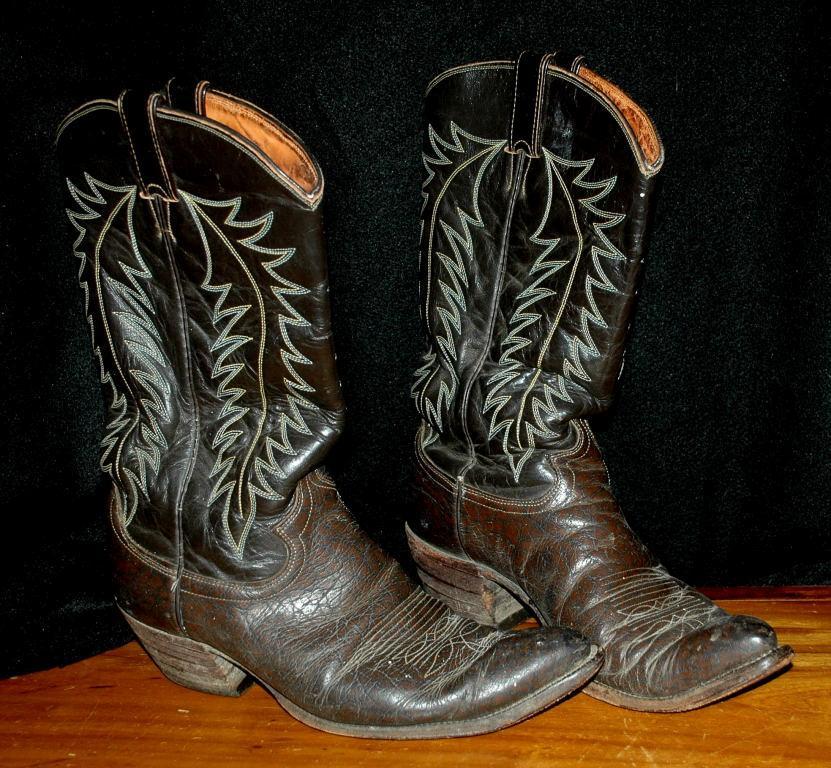Justin Brown Dark Brown stitched Cowboy Boots 10D mens