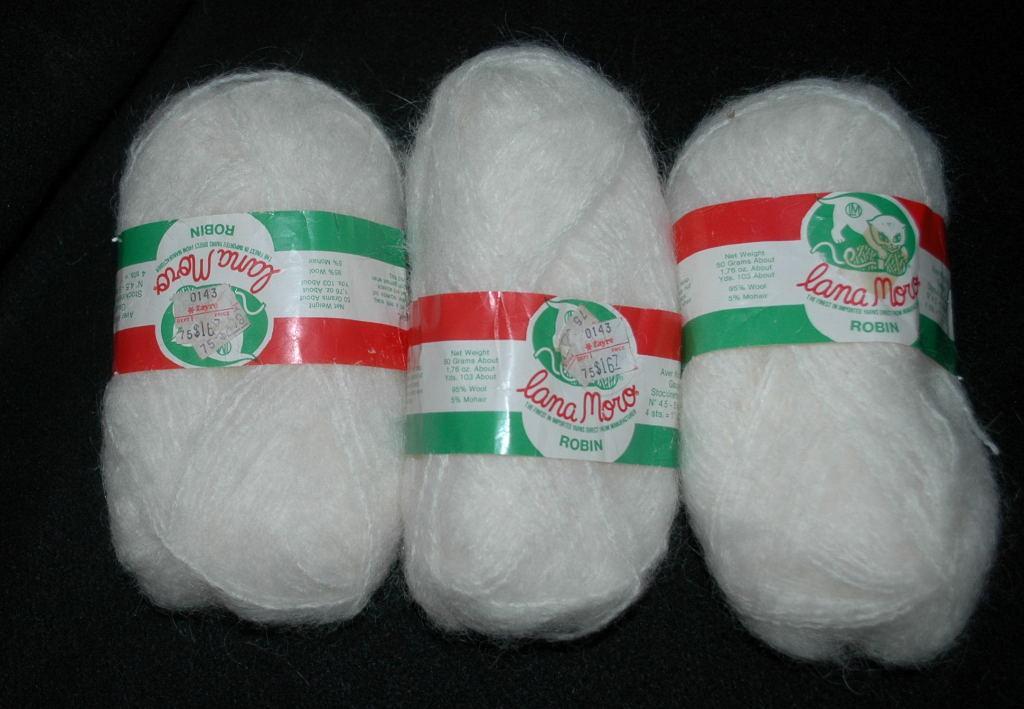 Lana Moro Robin White Mohair/Wool Blend 3 Skeins 150 grams