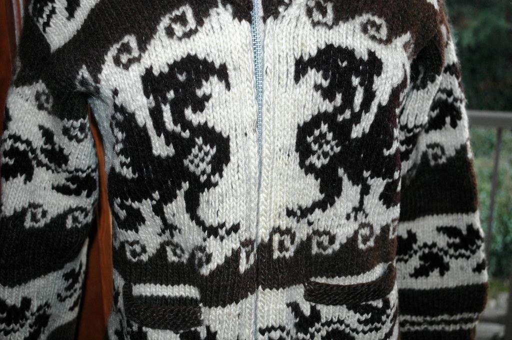 Dragon Cowichan Hand Knit Wool Cardigan Sweater Vintage