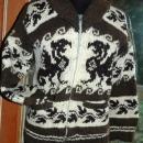 Dragon Cowichan Hand Knit Wool Cardigan Sweater Vintage