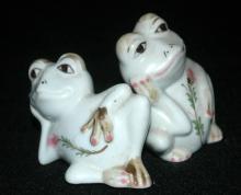 Resting Frogs Porcelain Salt & Pepper Shakers